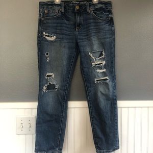 American Eagle Cropped Distressed Slouchy Jeans
